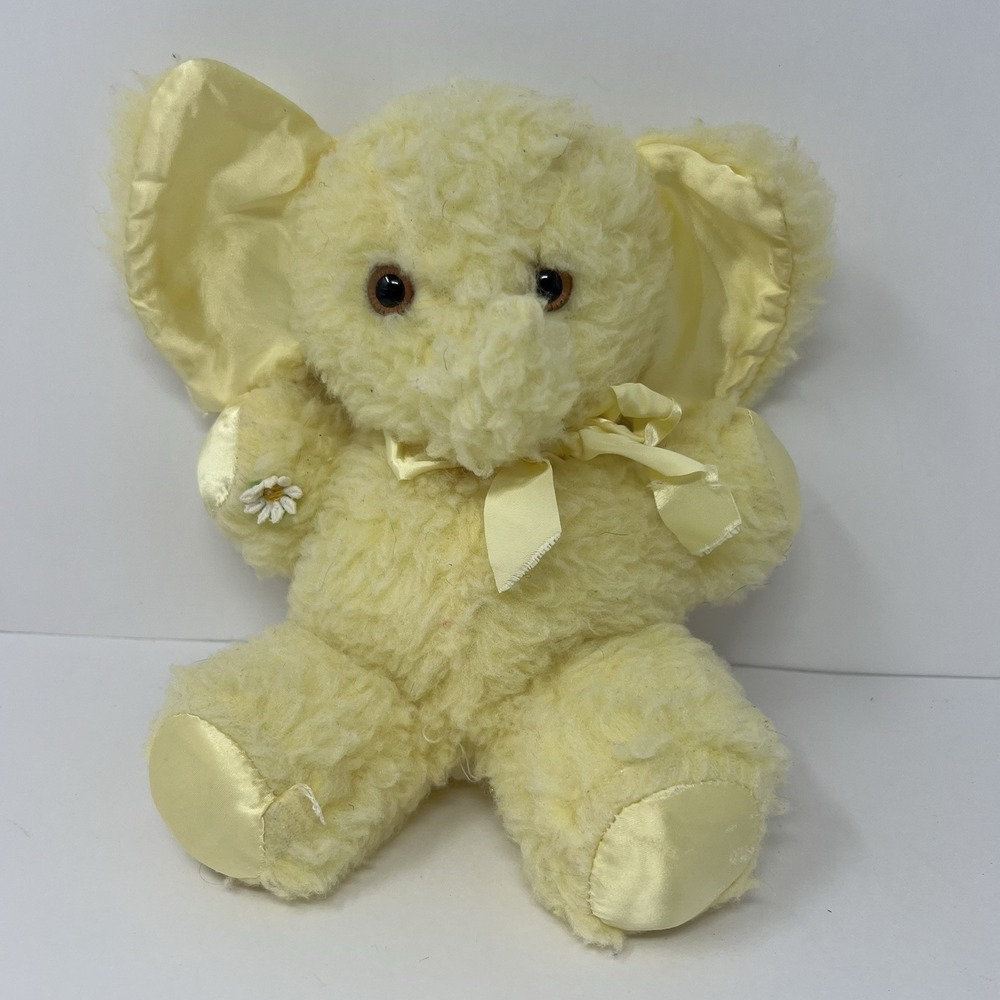 Bantam Yellow Elephant Plush 10" Stuffed Animal Toy Rare 1980's Collectible Gift